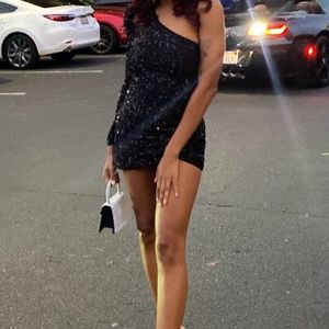 Black sequin mini dress